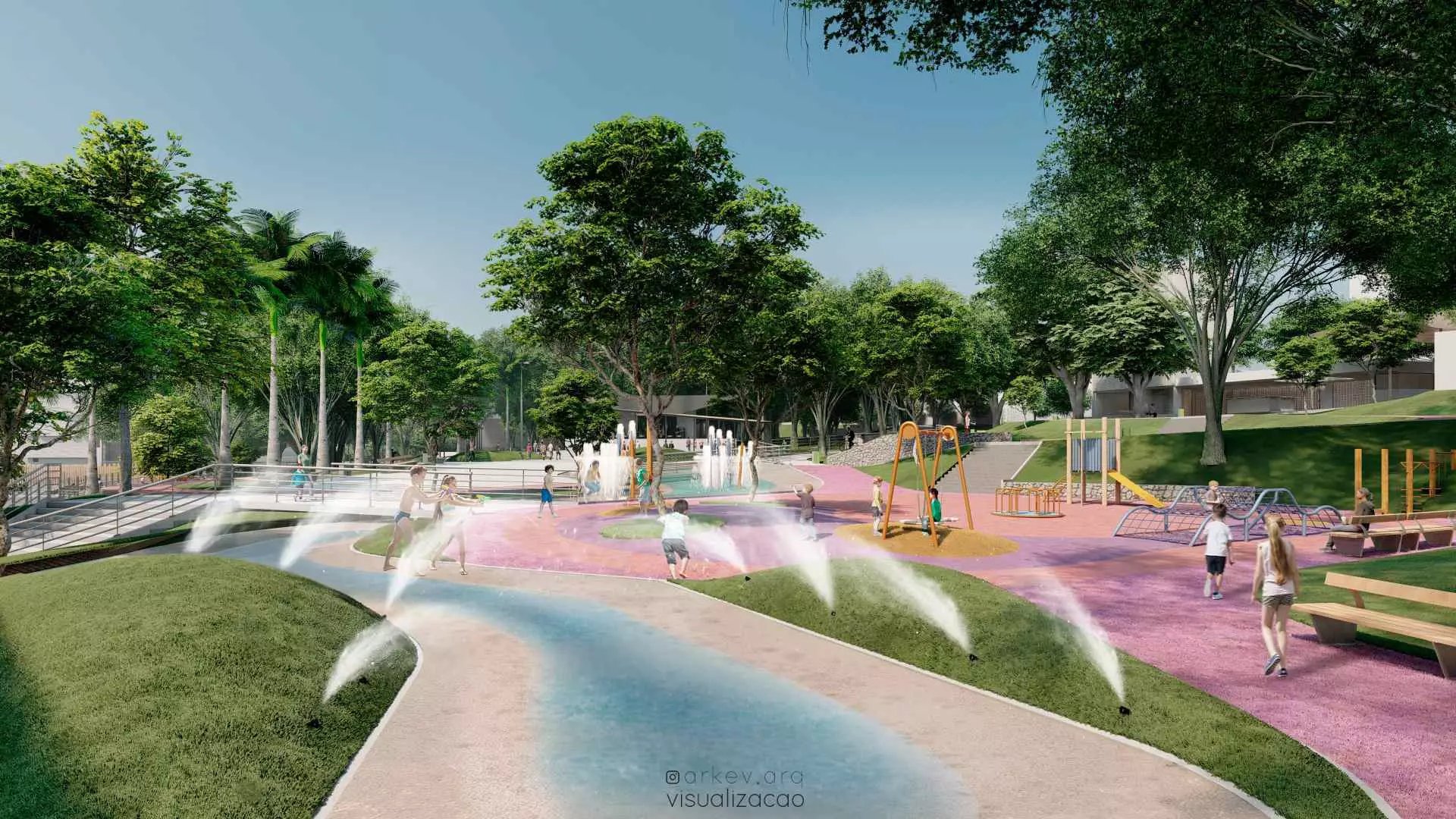 Área verde e paisagismo do condomínio Parque Piedade Cury